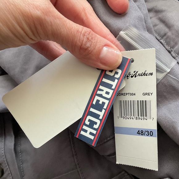 Flag & Anthem Grey Flat Front Stretch Chino Pant Size 48x30 - Picture 5 of 5